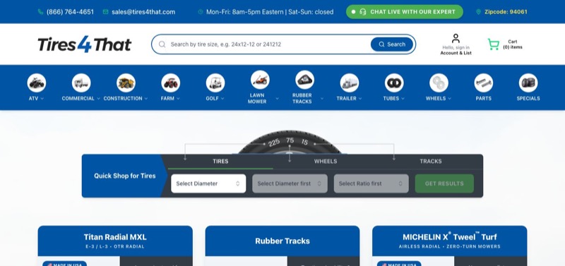 Tires4That.com, Inc. home page